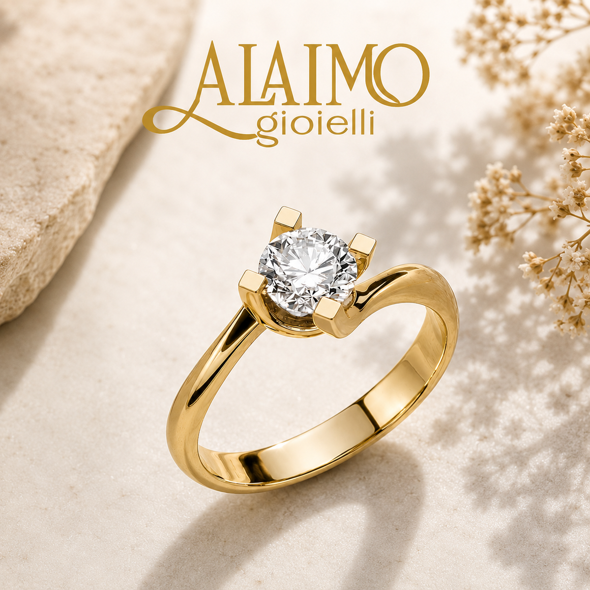 Anello Solitario AS34ALG Modello Valentino Classico in Oro 18 kt con Diamante
