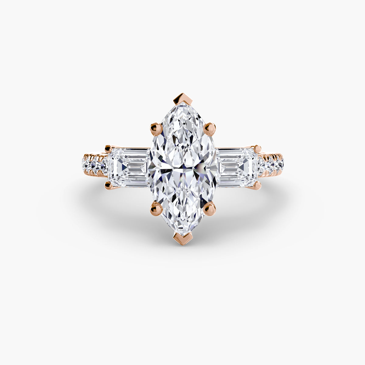 Three-Stone Ring with Pavé Band 4