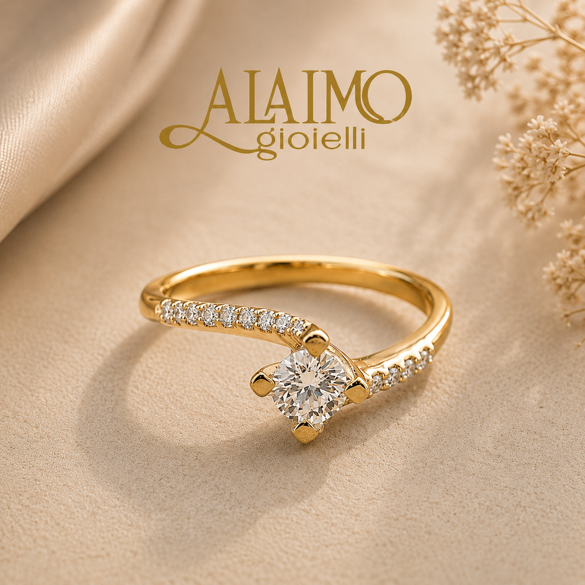 Anello Soltario ASP14ALG Oro 18kt con Diamanti