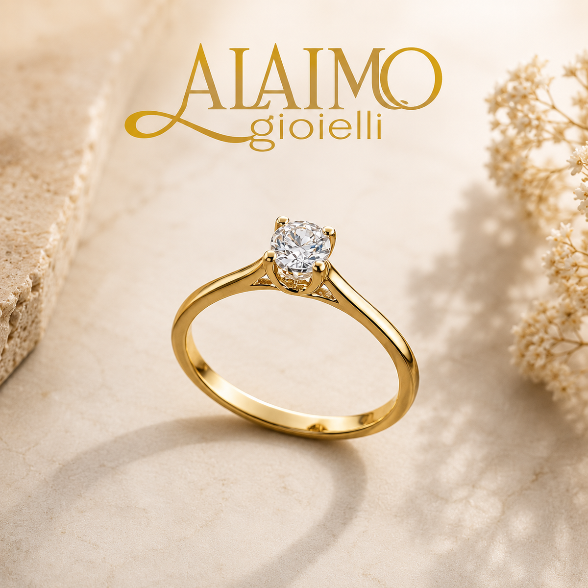 Anello Solitario AS55ALG Oro 18 kt con Diamante Taglio Brillante