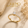 Anello Solitario ASP03ALG Oro 18 kt con Diamante e Brillanti sul Gambo
