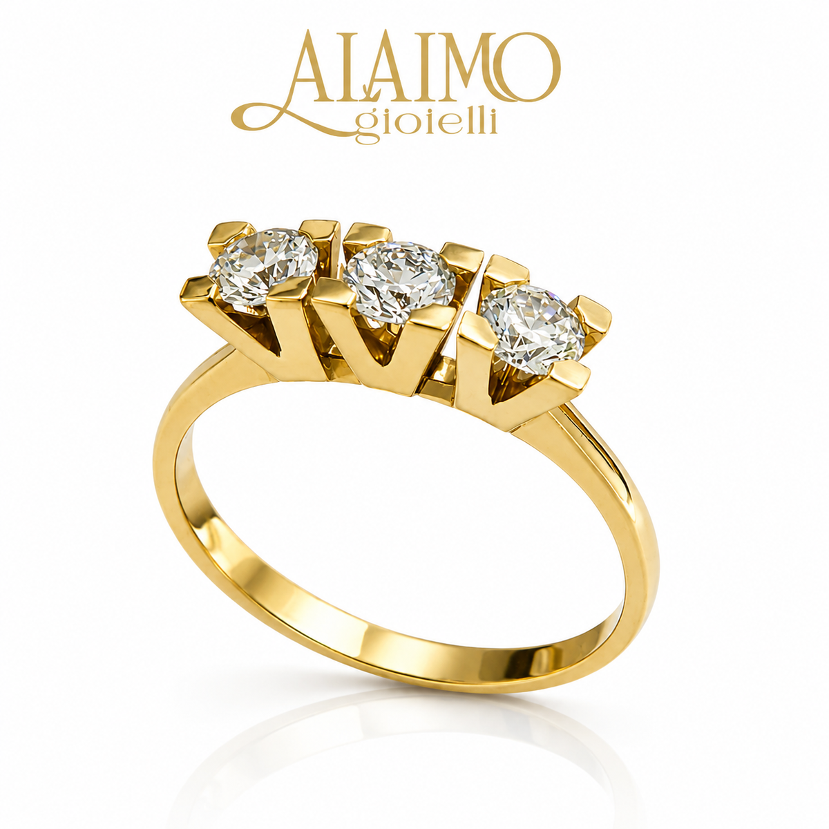Anello Trilogy AT10 Oro Bianco 18 kt con Tre Diamanti Taglio Brillante
