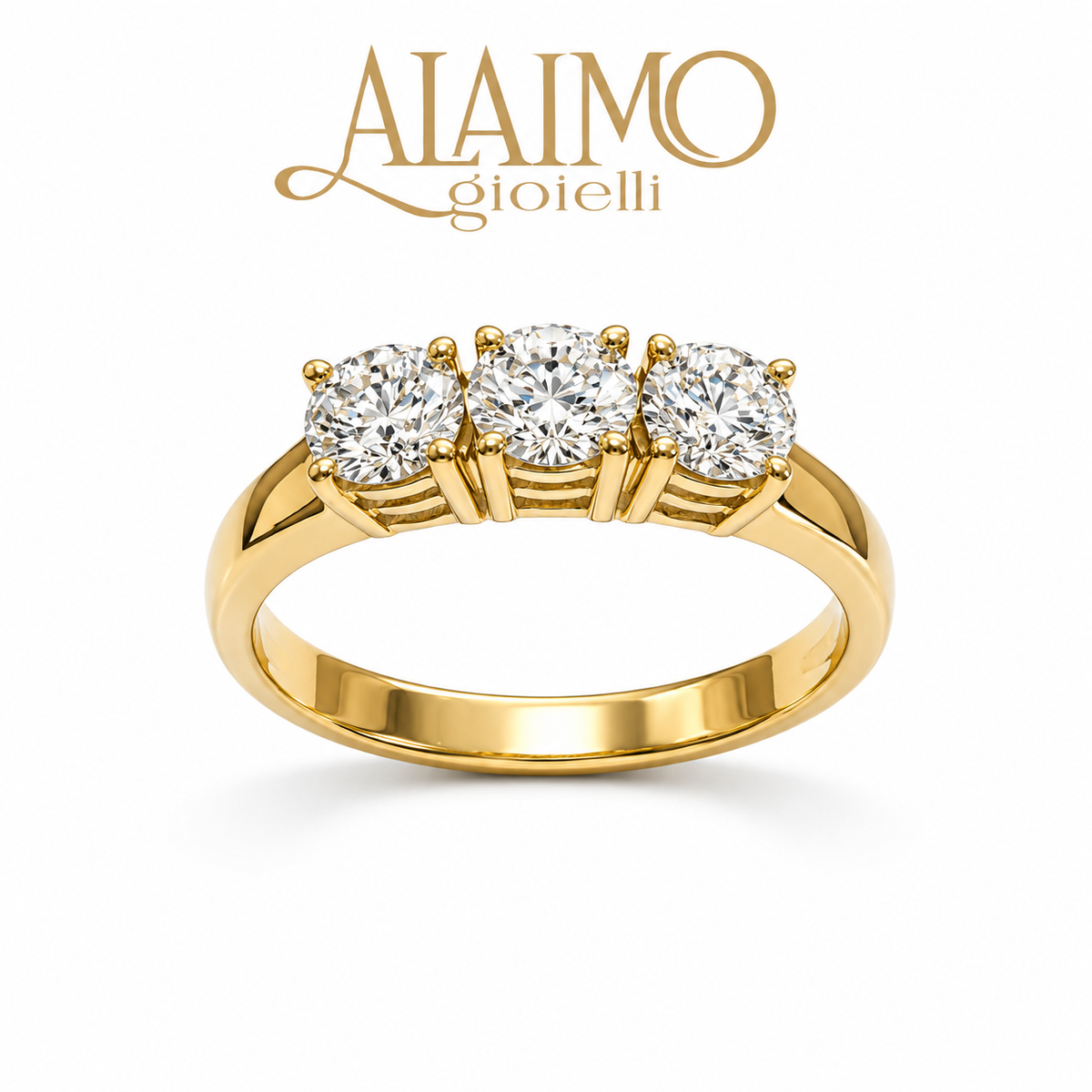 Anello Trilogy AT01 Oro Bianco 18 kt con Tre Diamanti Taglio Brillante