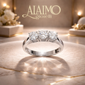 Anello Trilogy AT01 Oro Bianco 18 kt con Tre Diamanti Taglio Brillante