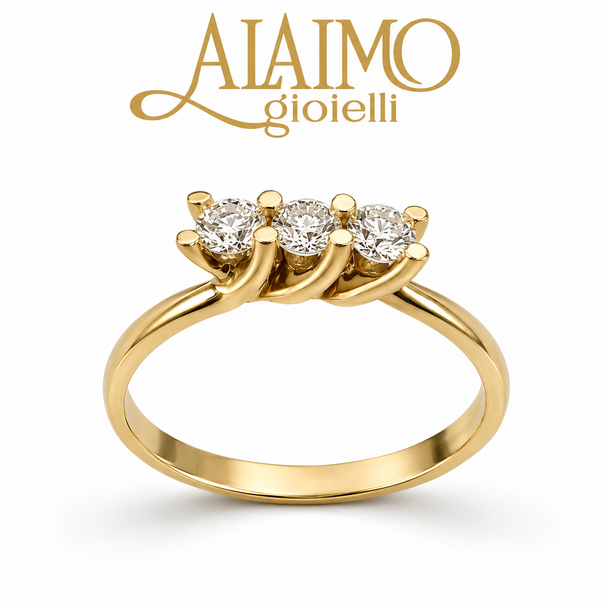 Anello Trilogy AT15 Oro Bianco 18 kt con Tre Diamanti Taglio Brillante